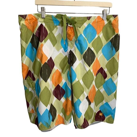 Quicksilver Men's Drawstring Surf Swim Boardshorts Green/Teal/Orange Pocket - 38 - Picture 2 of 12
